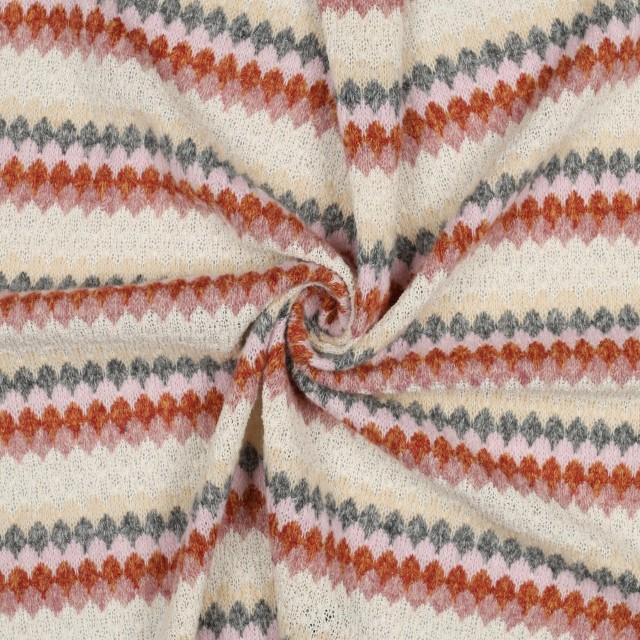 Stoff Strick Stripes dark rose-beige