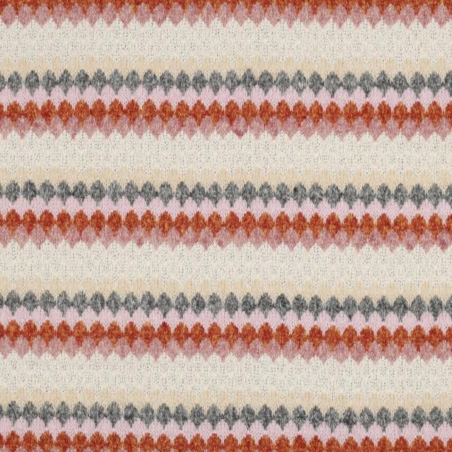 Stoff Strick Stripes dark rose-beige - 1