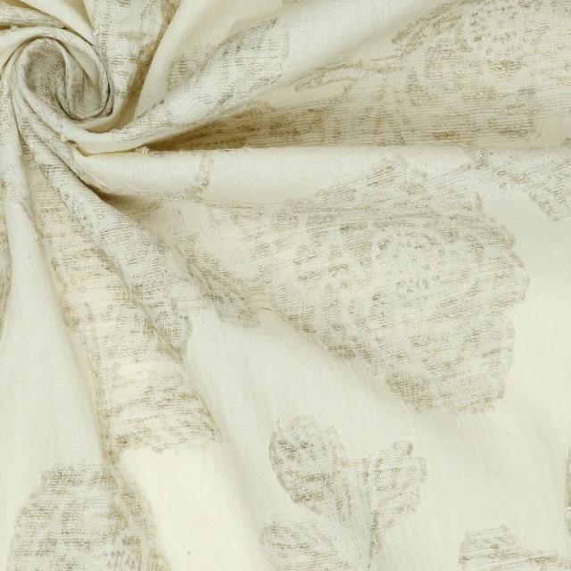 Stoff Baumwolle, Linen Jaquard beige