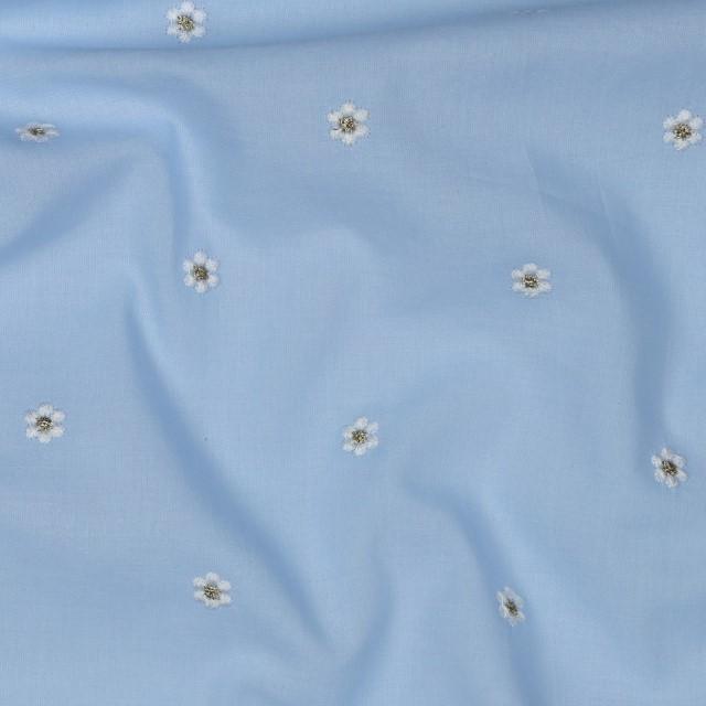 Stoff Baumwolle bestickt Lurex Blumen - 0