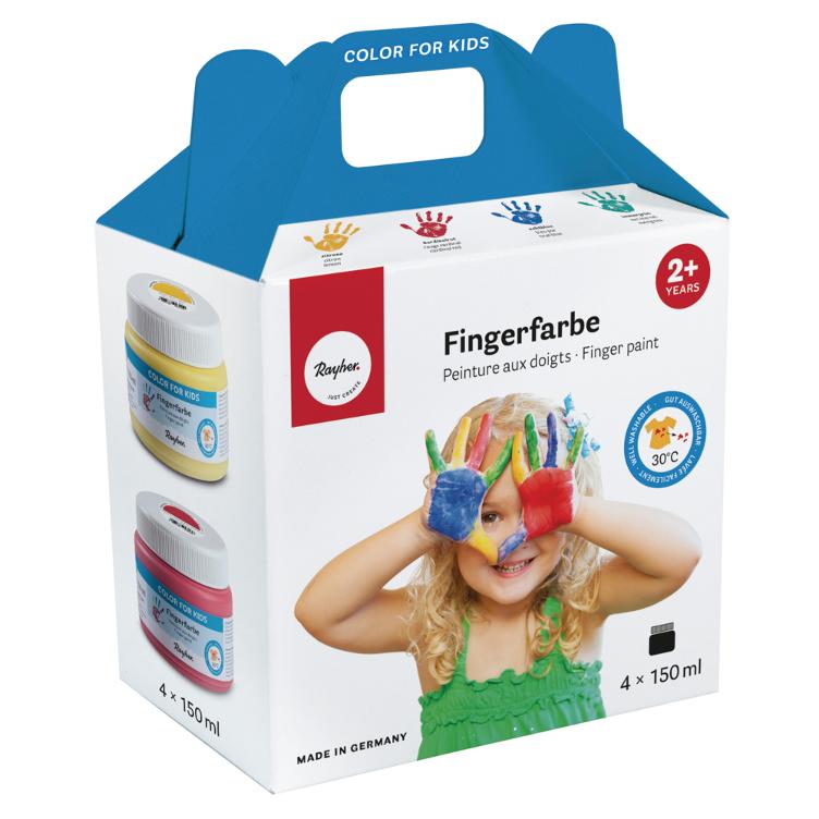 Set-Fingerfarbe, 4 x 150ml, verschiedene Farben, Box