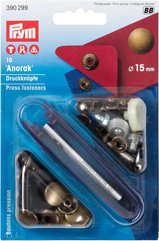 Prym Druckknöpfe Anorak 15 mm, Altmessing