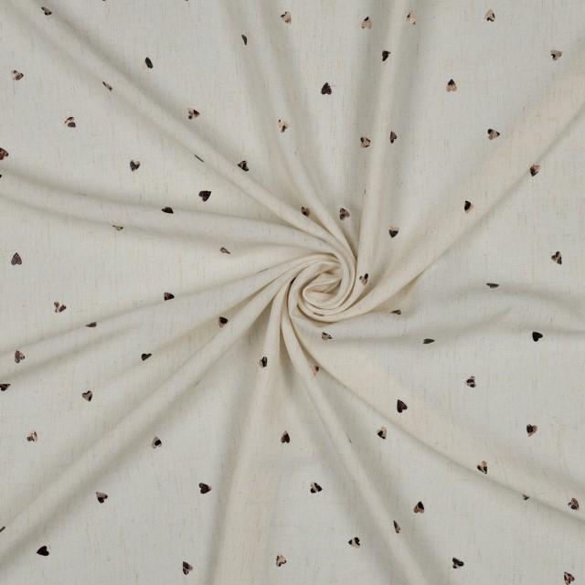 Stoff Viskose Leinen Foil Hearts - 0