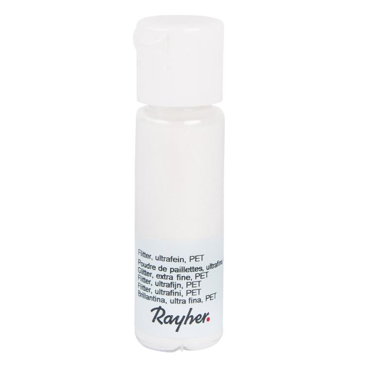 Flitter, ultrafein, PET, weiß, Fläschchen 20 ml