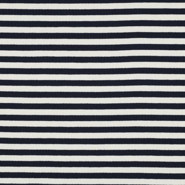Stoff Jersey Rib Streifen Navy
