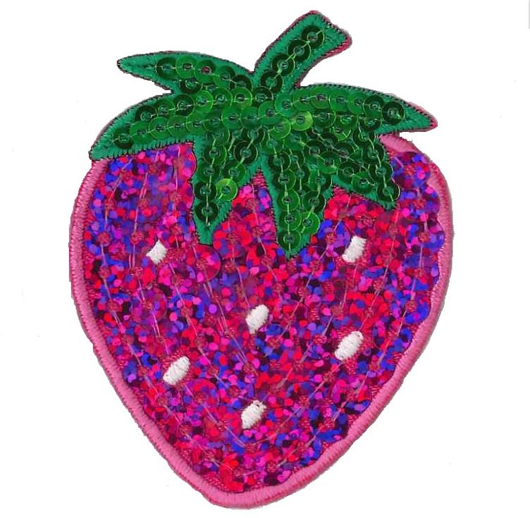 Applikation Erdbeere mit Pailletten