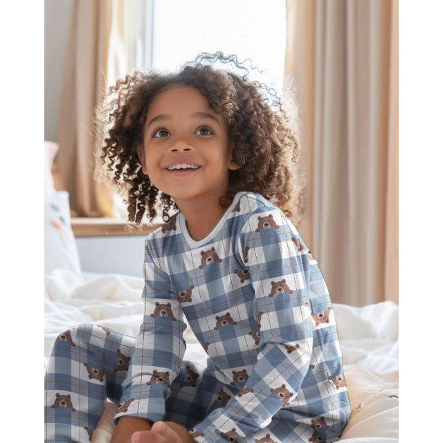 Stoff Baumwolle Flanelll Bear Check, Jeans - 1