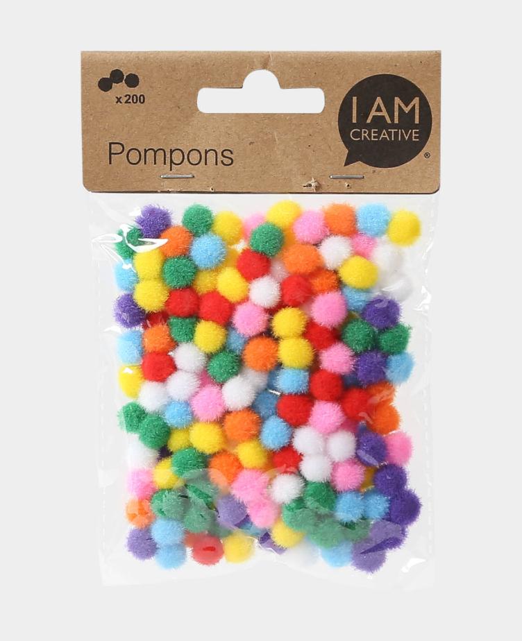 Pompons, mix, 10 mm, 200 Stk