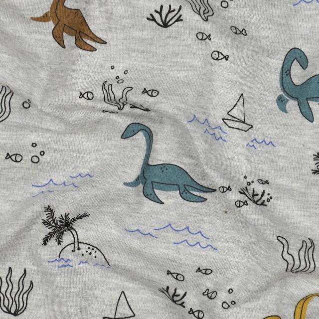 Stoff Jersey, Water Dino light grey - 2
