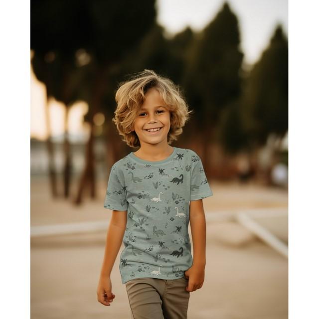 Stoff Jersey, Water Dino light grey - 1