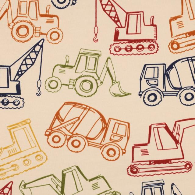 Stoff French Terry Work Vehicles sand