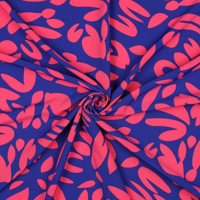 Stoff Polyester Magnolia stretch, cobalt/pink