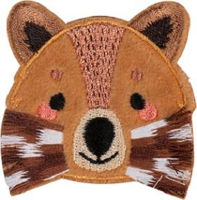 MOTIV FUCHS MIT GESTREIFTEN WANGEN PLÜSCH 5.2CM x 5.5CM BEIGE, BRAUN, SCHWARZ