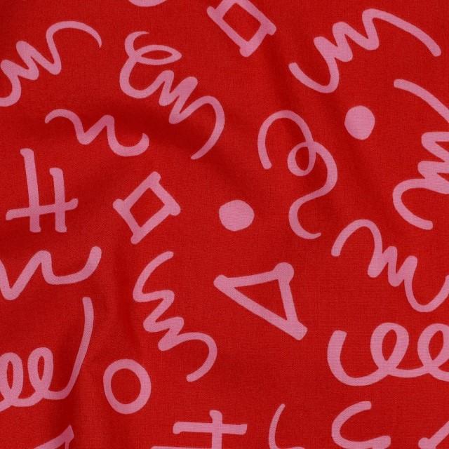 Stoff Popeline, Carneval geometric red - 2