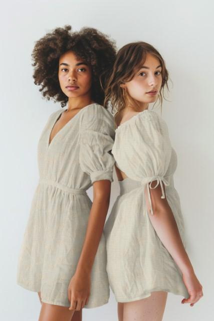 Stoff Musselin Bestickt Flowers Weiss - 1