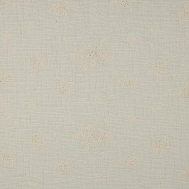 Stoff Musselin Bestickt Flowers Natur