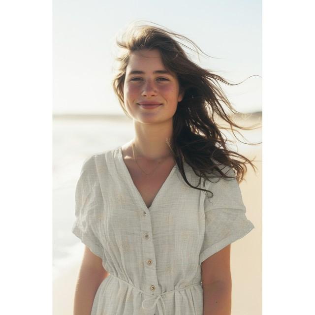 Stoff Musselin Bestickt Flowers Natur - 1