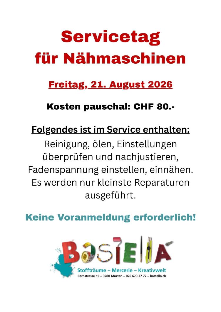 Servicetag für Nähmaschinen