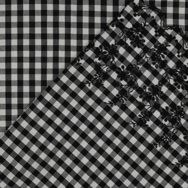 Stoff Baumwolle Check mit Bordüre - 1