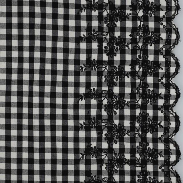 Stoff Baumwolle Check mit Bordüre