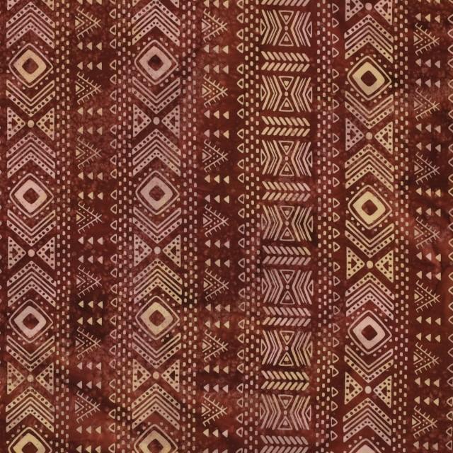 Stoff Baumwolle, unique craftet batik terra cotta - 0