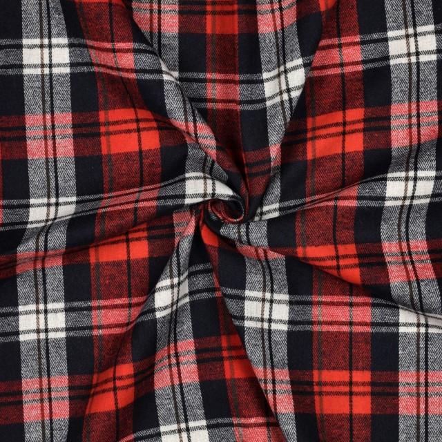 Stoff Flannel Garngefärbt Rot - 0