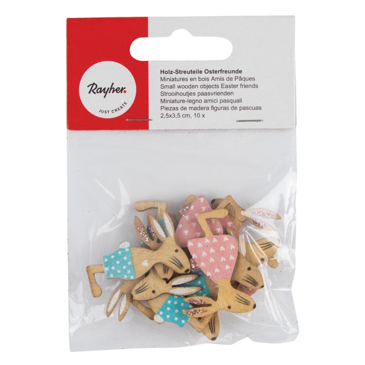 Holzstreuteile Osterfreunde, 2,5x3,5cm, 10Stk.
