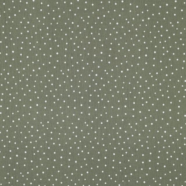 Stoff Double Gauze Dots picklegrün - 0