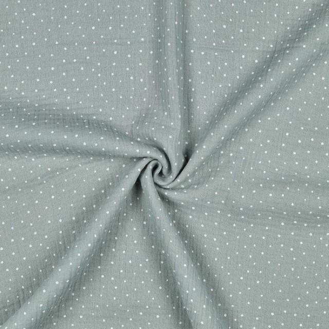 Stoff Double Gauze Dots mint - 0