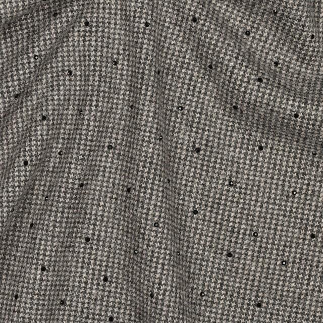 Stoff Pied de Poule Strass Taupe - 0