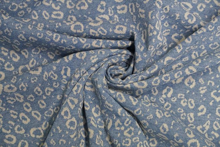 Stoff Baumwolle Sweatshirt Leo Muster, blau