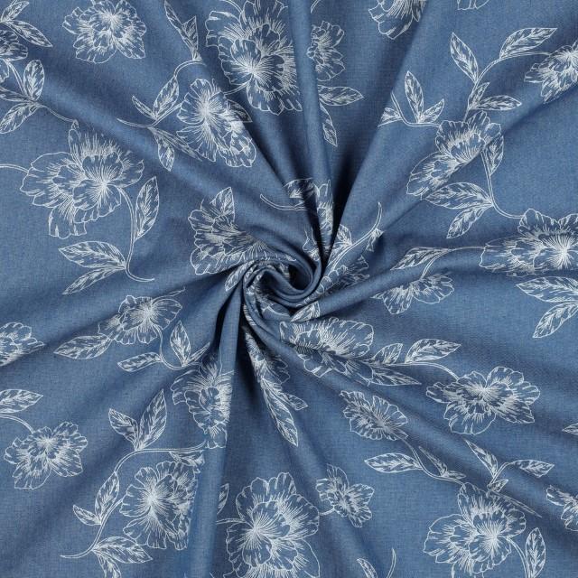 Stoff Summer Jeans, Printet Flowers - 1