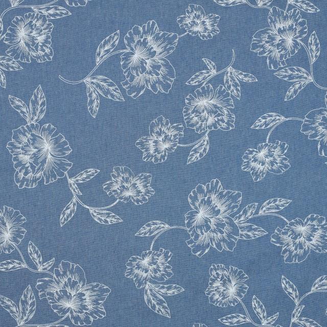 Stoff Summer Jeans, Printet Flowers - 0