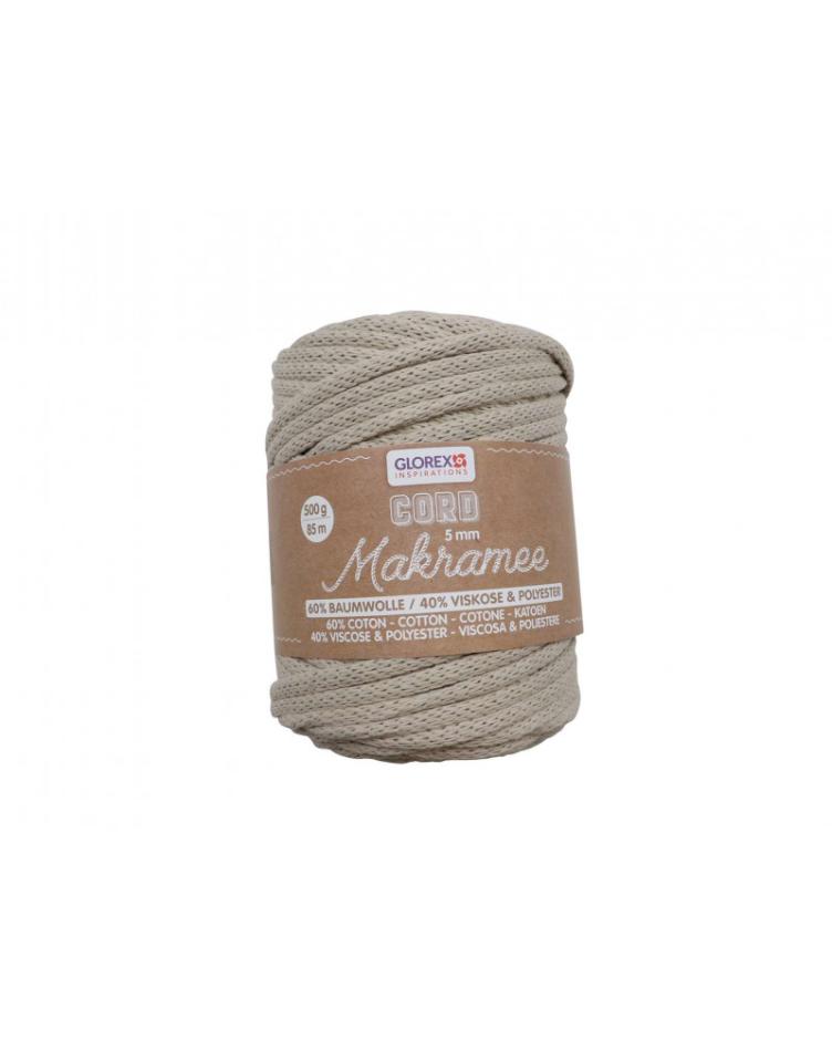 Makramee Cord 5mm 500g, gewebt taupe