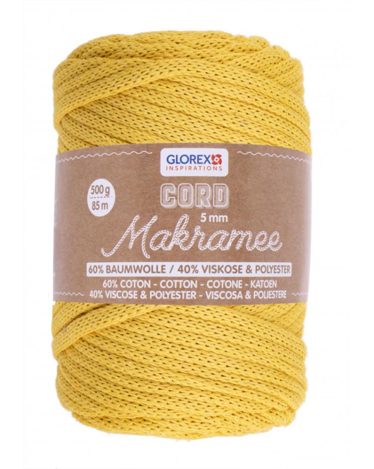 Makramee Cord 5mm 500g, gewebt senfgelb