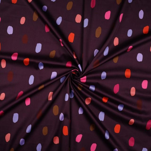 Stoff Baumwolle Satin Summer Spot, dunkel violett - 0