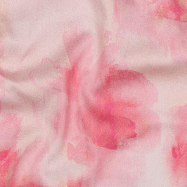 Stoff Cotton Satin, aquarell flowers - 1