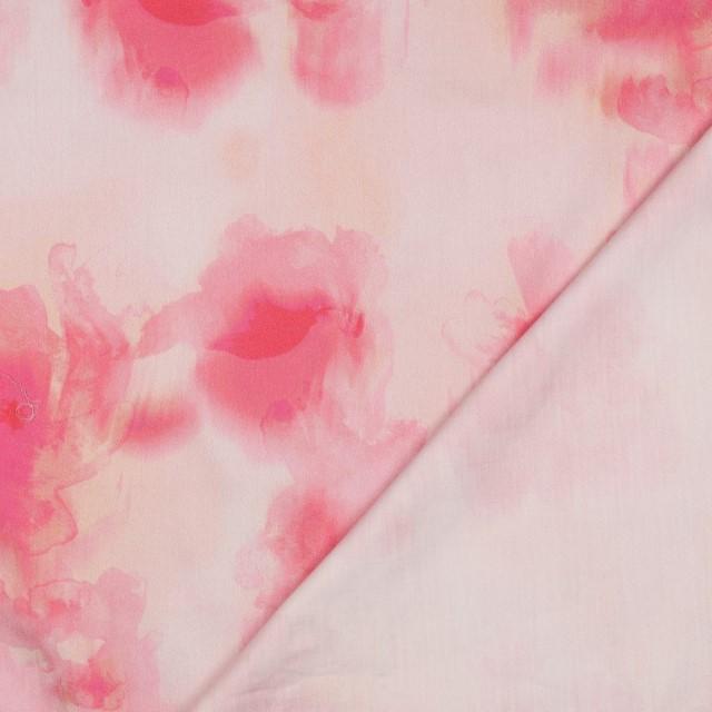 Stoff Cotton Satin, aquarell flowers - 3
