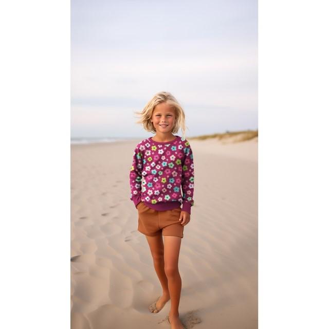 Stoff French Terry, abstract flowers lavender - 3