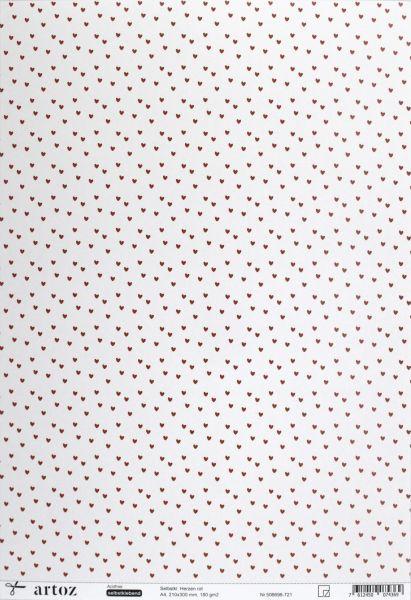 Selbstklebendes Papier, Herzen rot