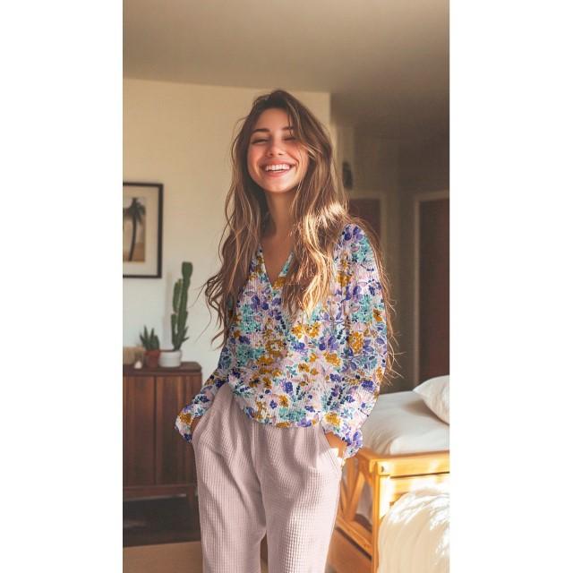 Stoff Waffle Digital Flowers - 0