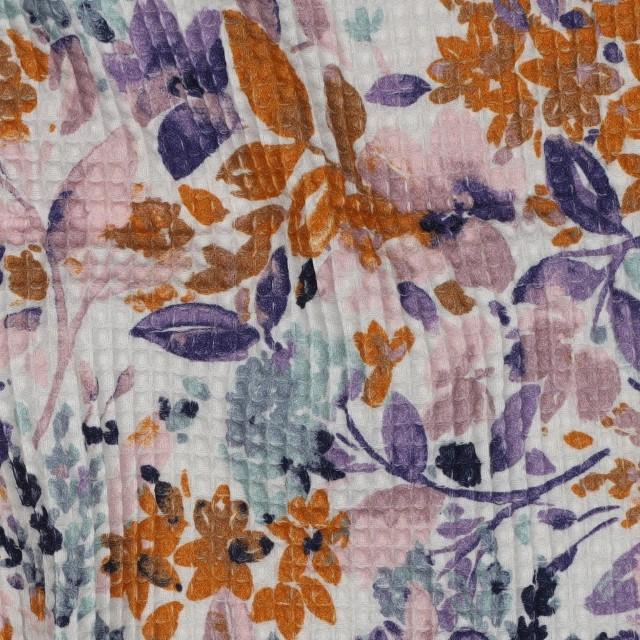 Stoff Waffle Digital Flowers