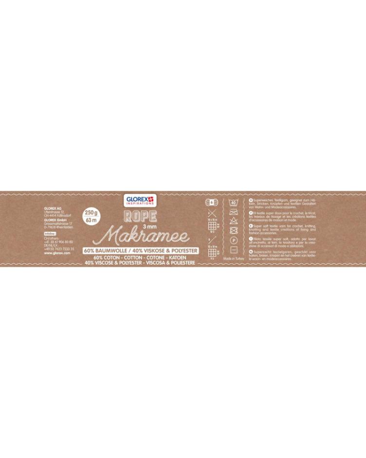 Makramee Rope 3mm 250gr/gedreht crème - 0