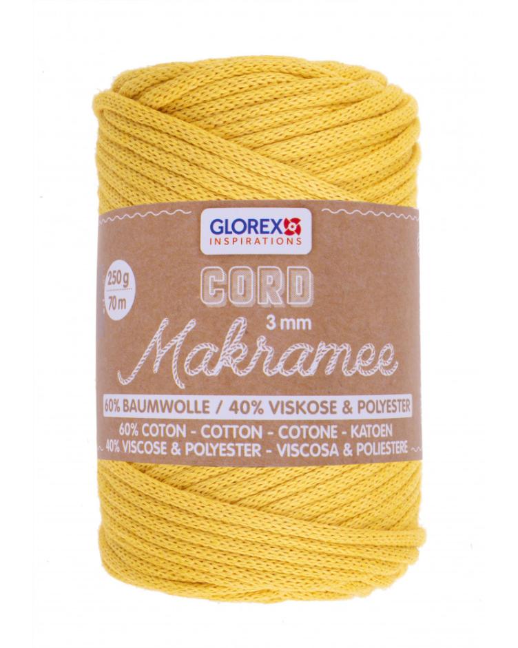 Makramee Cord 3mm 250g, gewebt senfgelb