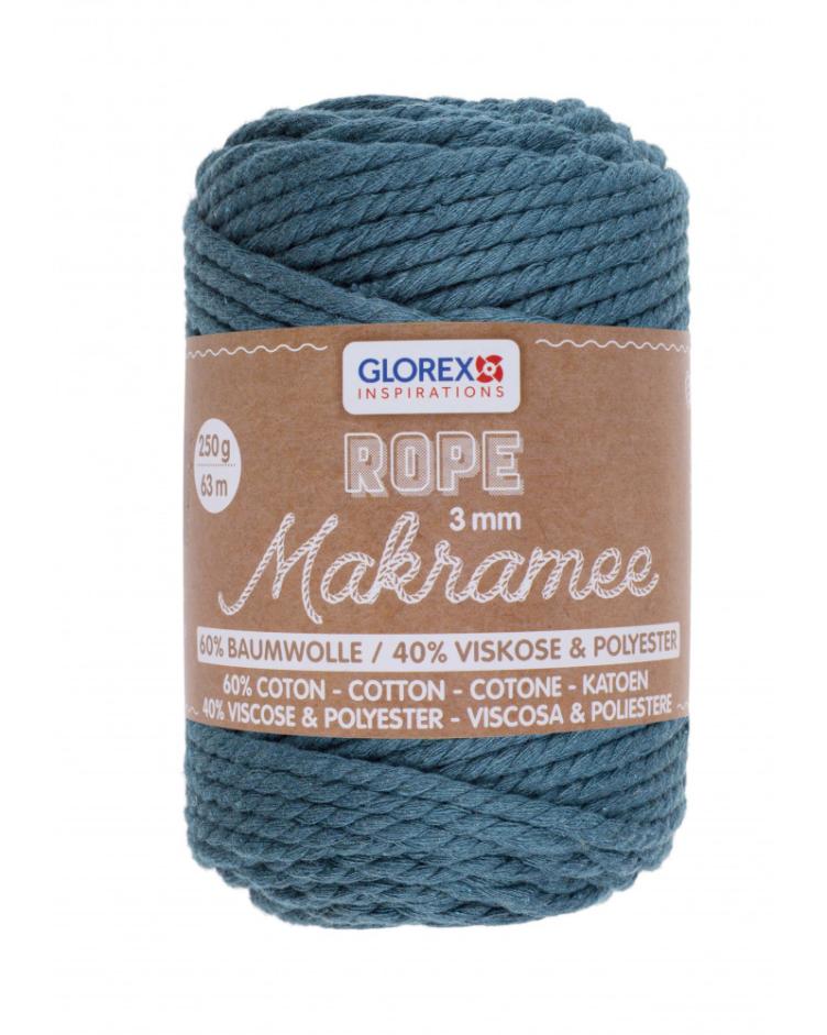 Makramee Rope, 3mm, 250g, Petrol