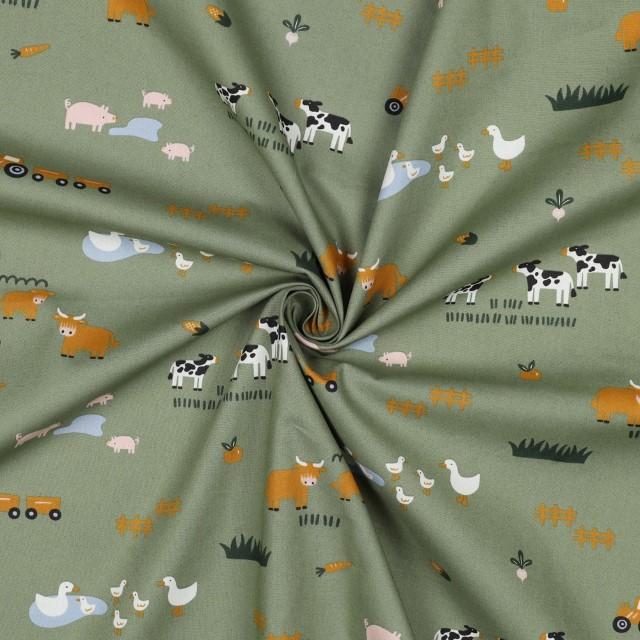 Stoff Poplin, Farm animals - 0