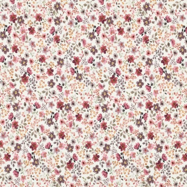 Stoff Rib Jersey Digital Flowers beige - 0