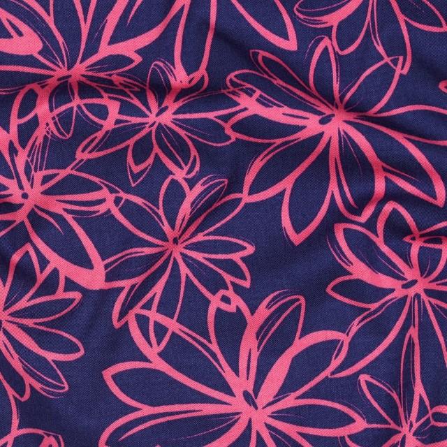 Stoff Rosella stretch, flowers navy - 3