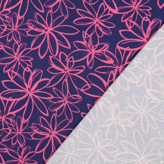 Stoff Rosella stretch, flowers navy - 1