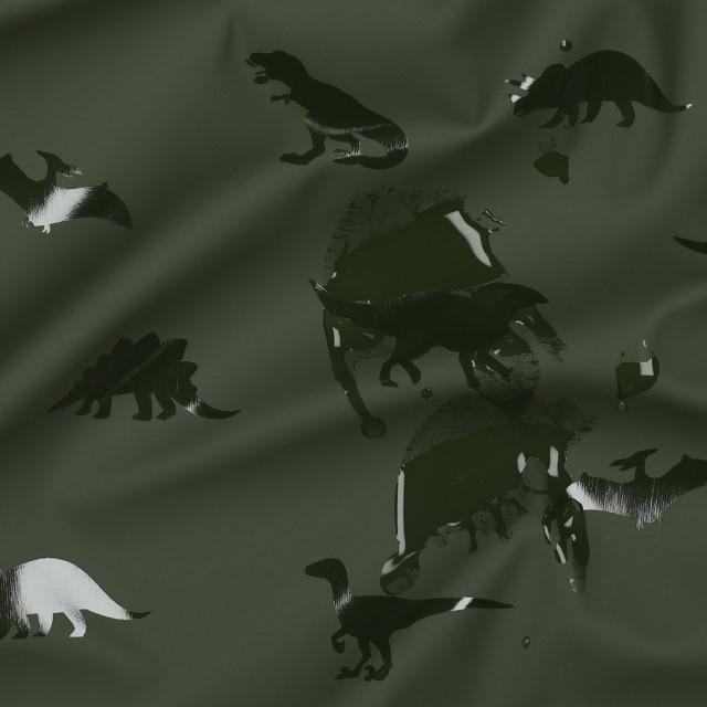 Stoff Raincoat, Dinosaurus dark green - 0